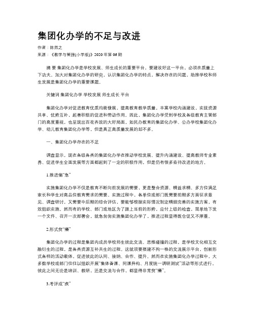 集团化办学的不足与改进