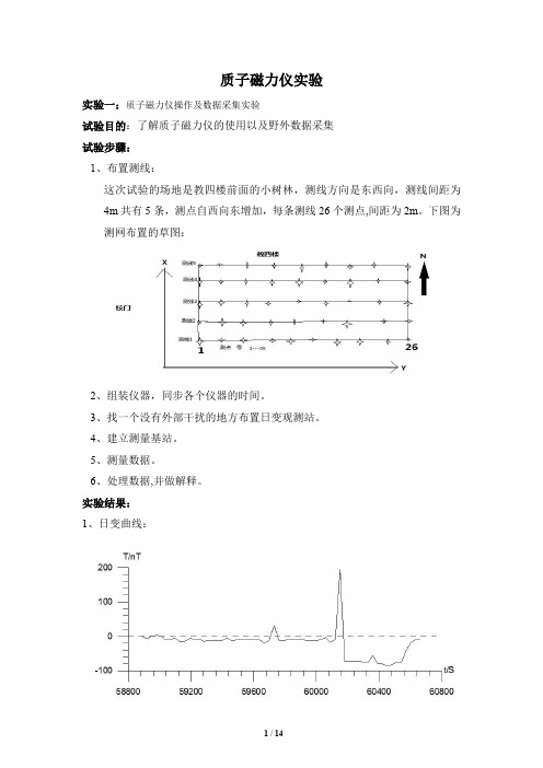 重磁勘探实验,质子磁力仪,matlab日变校正