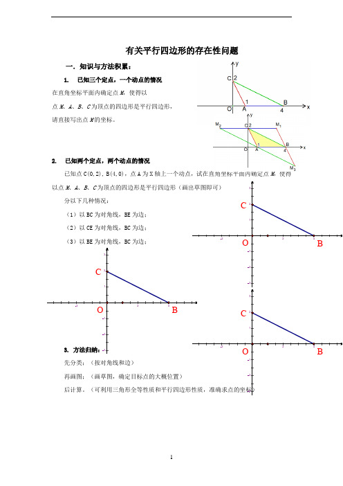 二次函数有关平行四边形的存在性问题