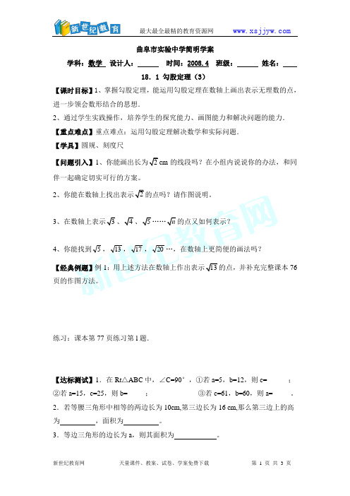 18.1 勾股定理(3)(山东省济宁市)