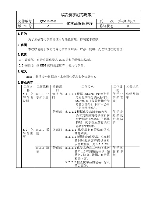 16化学品管理程序