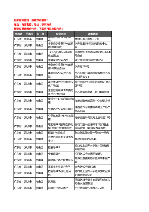 新版广东省深圳市南山区SPA企业公司商家户名录单联系方式地址大全84家