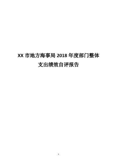 XX市地方海事局2018年度部门整体支出绩效自评报告