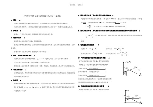 高二文科物理学业水平测试要求及知识点总结