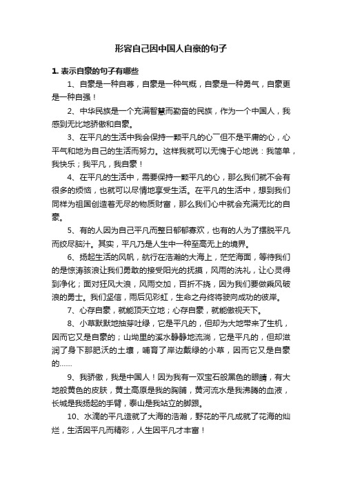 形容自己因中国人自豪的句子