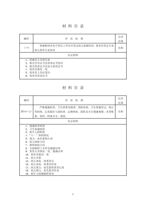幼儿园保健台帐资料全