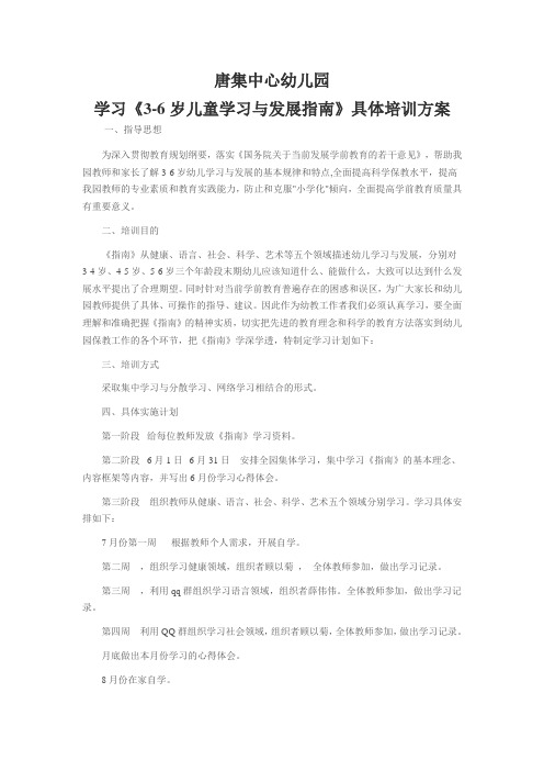 3-6岁指南培训方案