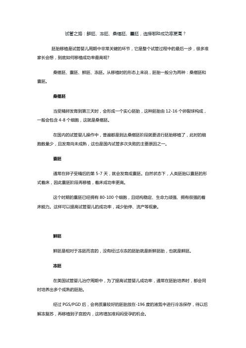 第三天胚胎和第五天囊胚移植的着床过程