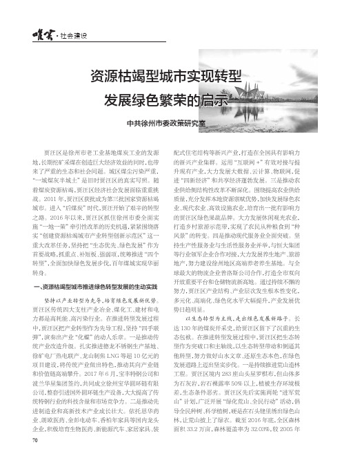 资源枯竭型城市实现转型发展绿色繁荣的启示