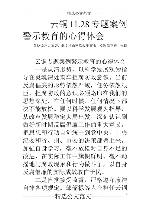 云铜11.28专题案例警示教育的心得体会_0