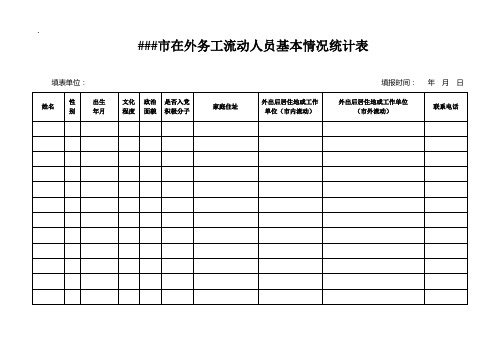 在外务工流动人员摸底排查情况统计表