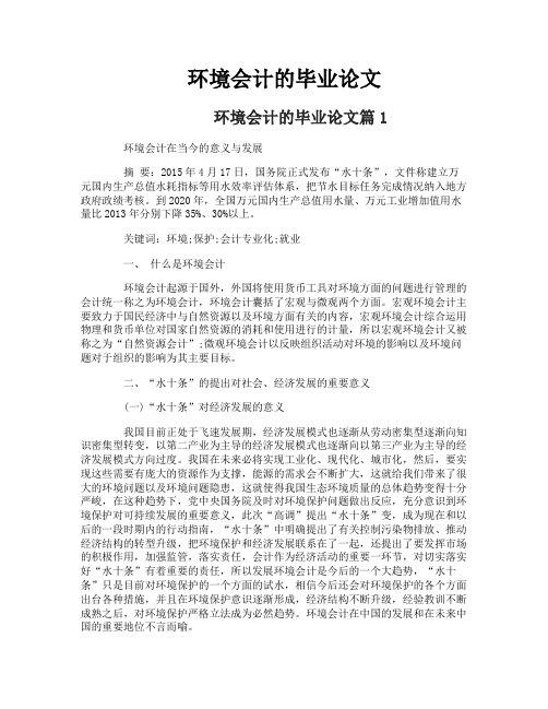 环境会计的毕业论文