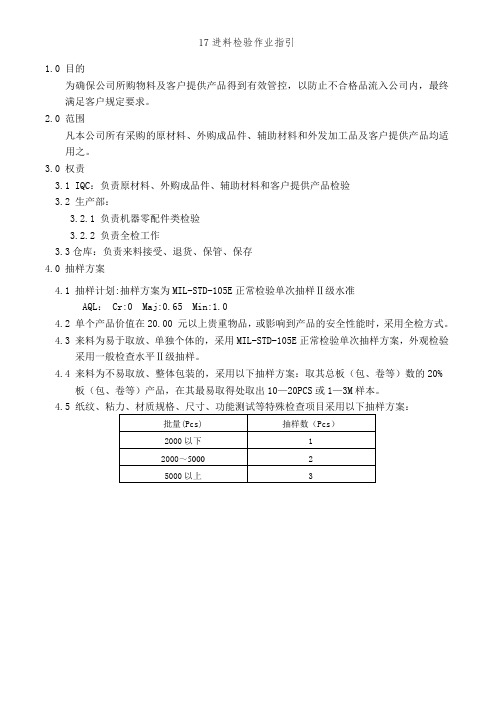 17进料检验作业指引