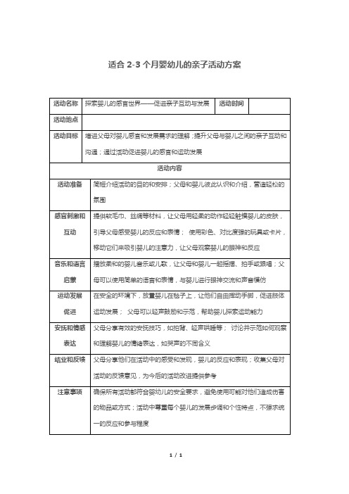 适合2-3个月婴幼儿的亲子活动方案