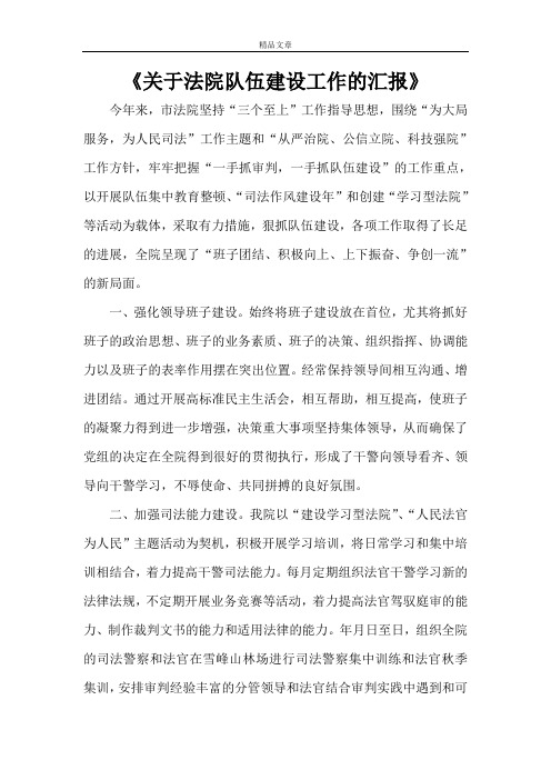 关于法院队伍建设工作的汇报