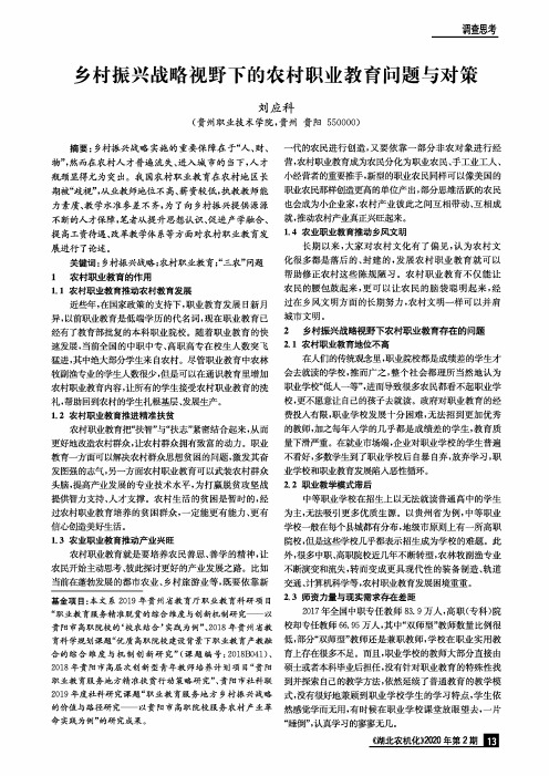 乡村振兴战略视野下的农村职业教育问题与对策