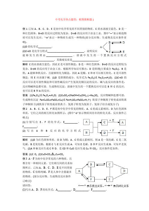 最新中考化学热点题型：框图推断题1