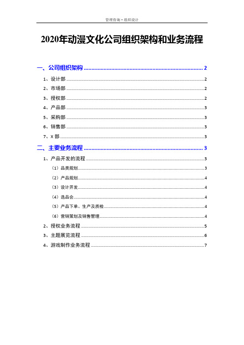 2020年动漫文化公司组织架构和业务流程
