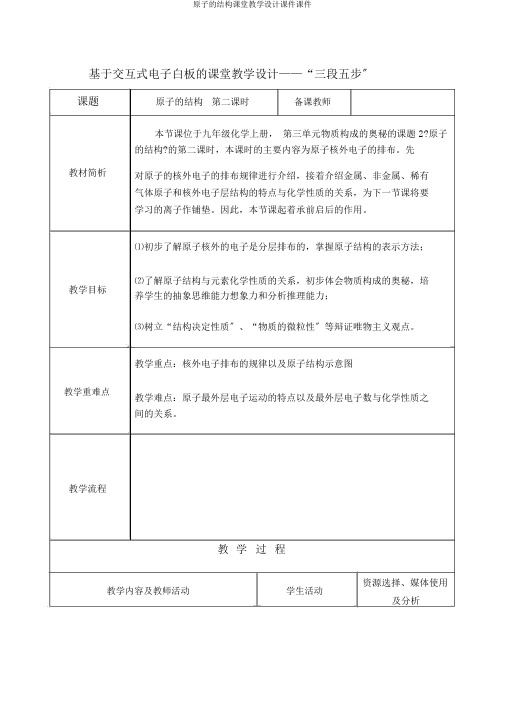 原子结构课堂教学设计课件课件