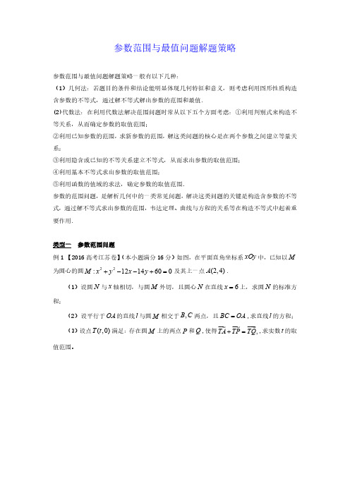 圆锥曲线参数范围与最值问题解题策略