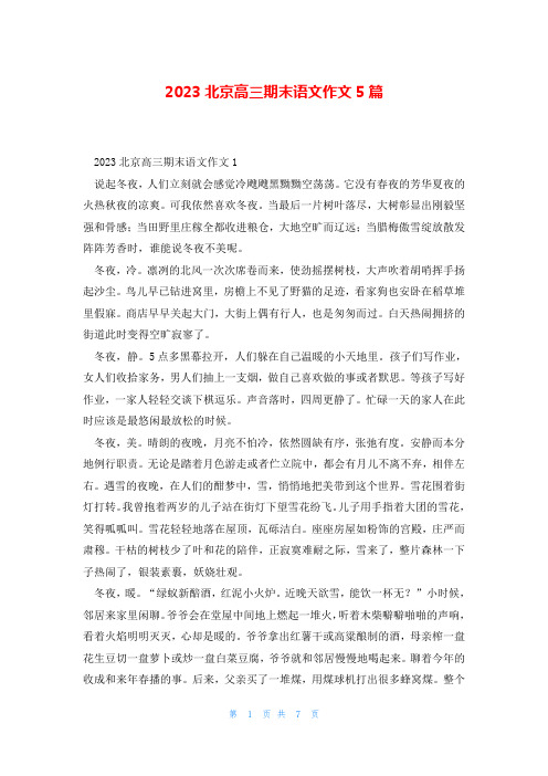 2023北京高三期末语文作文5篇