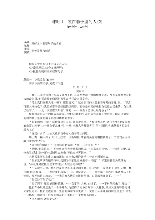 2020年 高中语文 必修5 第一单元 课时4装在套子里的人 同步练习(人教版)