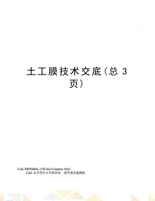 土工膜技术交底