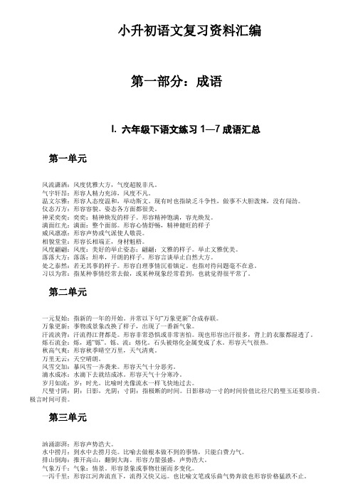 苏教版语文小升初复习资料汇篇