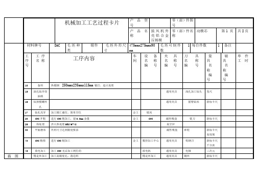 模具零件加工工艺过程卡片