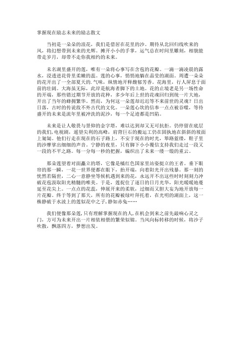 掌握现在励志未来的励志散文
