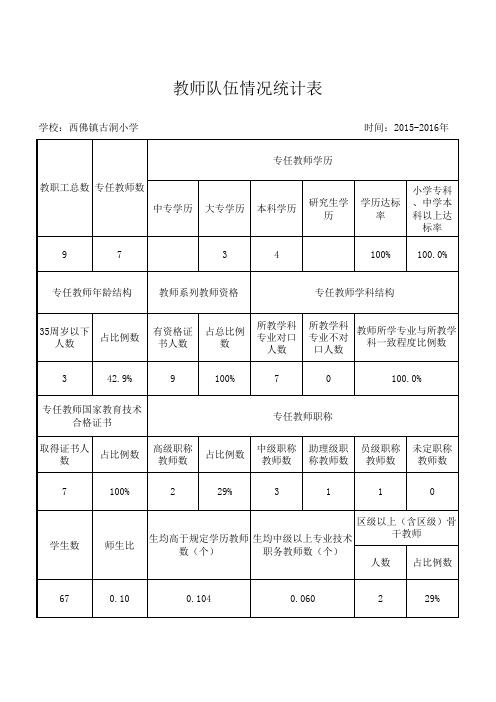 教师队伍情况统计表