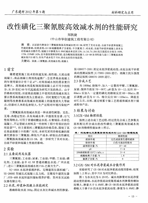 改性磺化三聚氰胺高效减水剂的性能研究