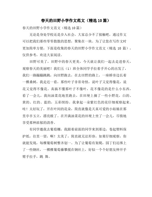 春天的田野小学作文范文(精选10篇)