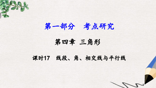 中考数学第一部分考点研究第四章三角形课时17线段角相交线与平行线课件新人教版