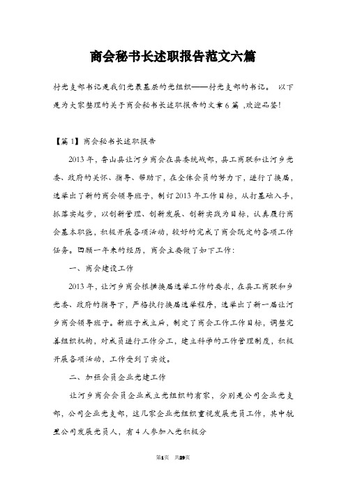 商会秘书长述职报告范文六篇