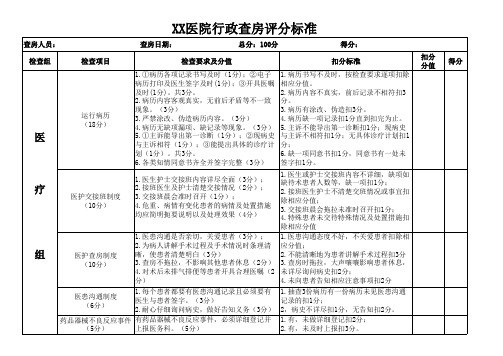 行政查房评分标准