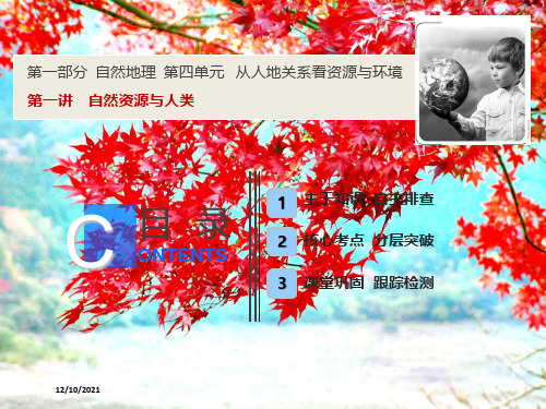 高考地理自然地理第四单元从人地关系看资源与环境第一讲自然资源与人类