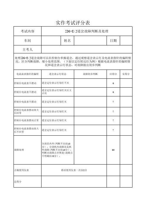 ZD6道岔故障处理试实作评分表