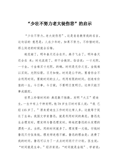 小学议论文作文：“少壮不努力老大徒伤悲”的启示3