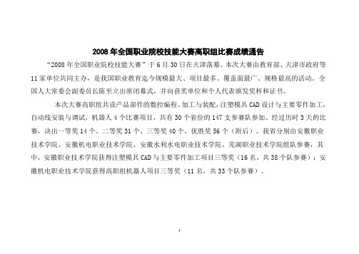 2008年全国获奖成绩