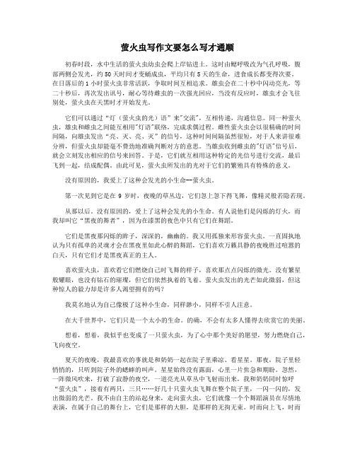 萤火虫写作文要怎么写才通顺