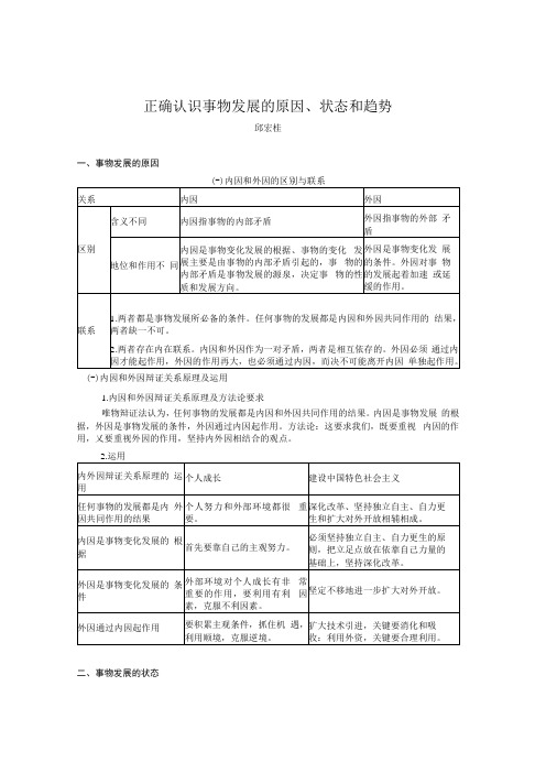 正确认识事物发展的原因状态和趋势