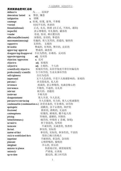 英语阅读态度词汇总结