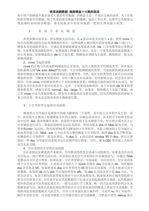 恢复误删数据 拯救硬盘十大绝招放送