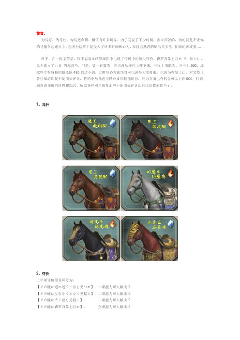 《真三国无双5》刷马和练马的各个方针