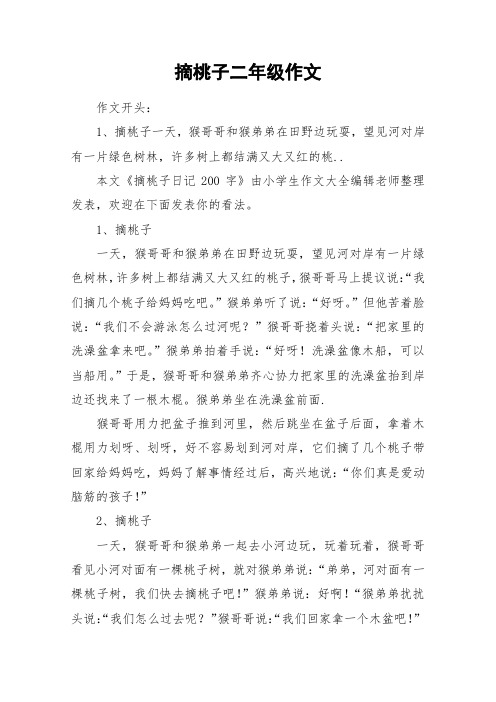 摘桃子二年级作文_作文