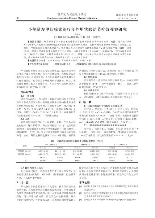 小剂量左甲状腺素治疗良性甲状腺结节疗效观察研究