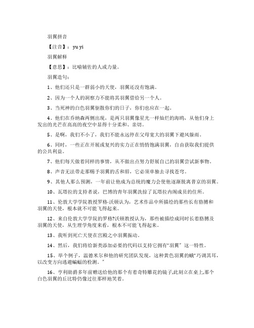 羽翼的解释及造句