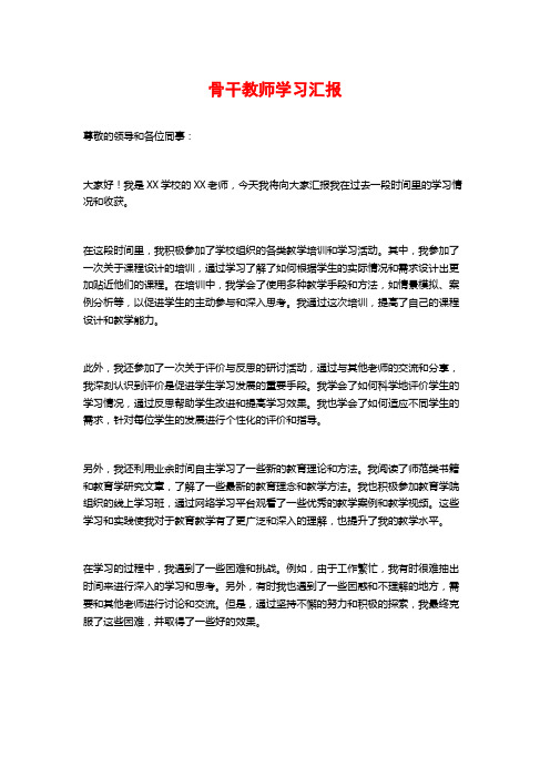 骨干教师学习汇报