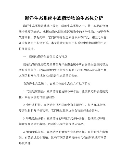 海洋生态系统中底栖动物的生态位分析